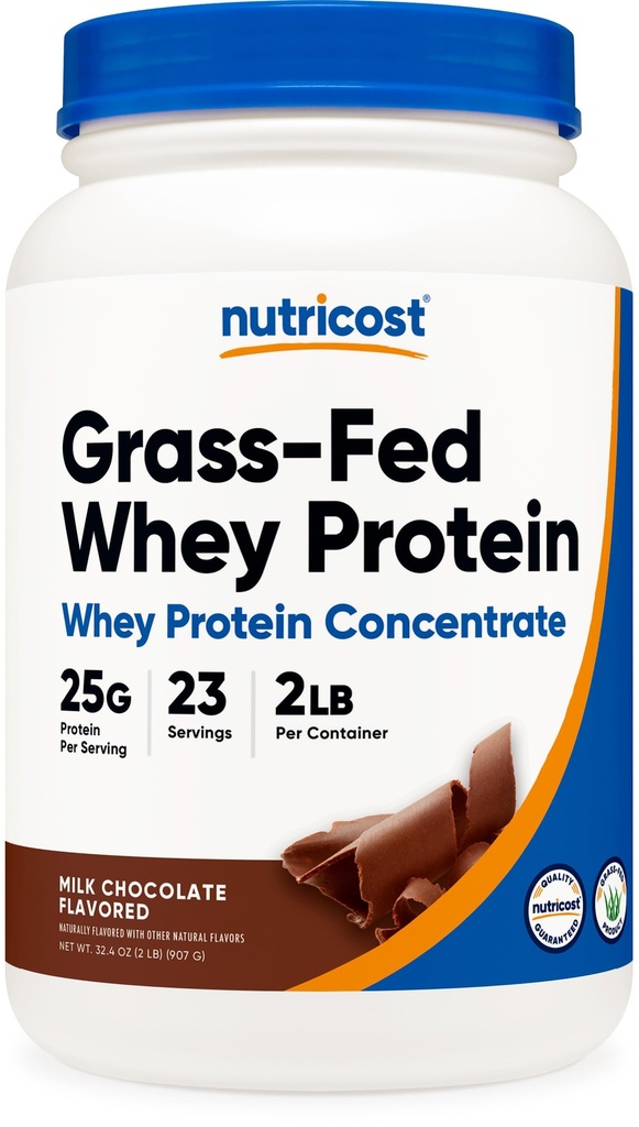 Nutricost Grass-Fed Πρωτεΐνης Ορού γάλακτος (Chocolate) 2LBS - Μη μετουσιωμένο, μη ΓΤΟ, Χωρίς γλουτένη, Φυσικές Γεύσεις