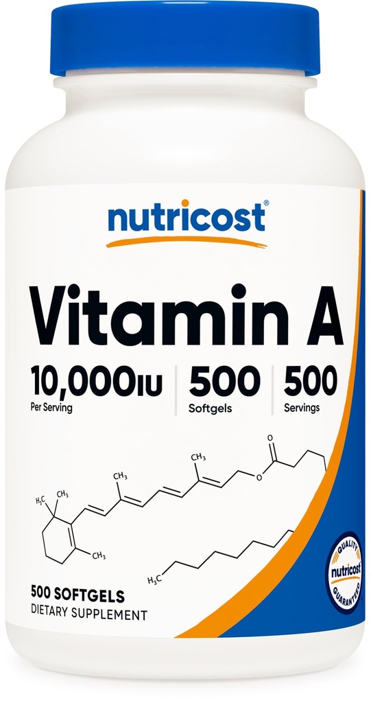 Nutricost Βιταμίνη A 10. 000 IU, 500 κάψουλες Softgel