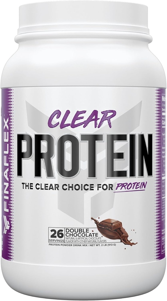 FINAFLEX Clear Protein, Double Chocolate - 2 lb - Προάγει τη μυϊκή απόδοση & ανάπτυξη - Milkshake-Like Γεύση - Χαμηλή υδατανθράκων, χαμηλής περιεκτικότητας σε λίπος και γλουτένη - 27 Σερβιέτες