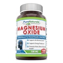 Pure Naturals Magnesium Oxide Supplement | 500 Mg per Serving | 180 Capsules | Non-GMO | Gluten-Free | Made in USA