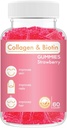 Κολλαγόνο Biotin Gummies - Υποστηρίζει τα μαλλιά, το δέρμα και τα νύχια ανάπτυξη των μαλλιών Anti γηρατειά φροντίδα Μασώμενο Gummy Βιταμίνες, Vegan, μη-GMO, Γλουτένη Χωρίς, Ζελατίνη Φράουλα Γεύση 60 Count, ροζ