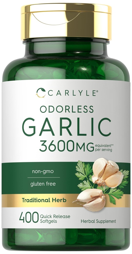 Carlyle Odorless Garlic Supplement | 400 Softgels | Herbal Extract Pills | Non GMO, Gluten Free Formula
