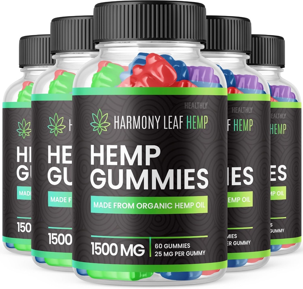 (5 πακέτο) Harmony Leaf Gummies - Harmony Leaf Hemp Gummies Advanced Strength Formula, Harmony Leaf Hemp Gummy Premium Hemp 25mg ανά Gummy Harmony Gummies 1500mg ανά συμπλήρωμα φιάλης (300 Gummies)