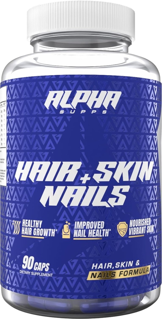 Alpha Supps Hair, Skin, and Nails Supplement for Women - Vibrant HSN Health and Strength with Biotin, Collagen, and Vitamins to Support Hair Growth, Thickness, and Skin Radiance - 90 Κάψουλες