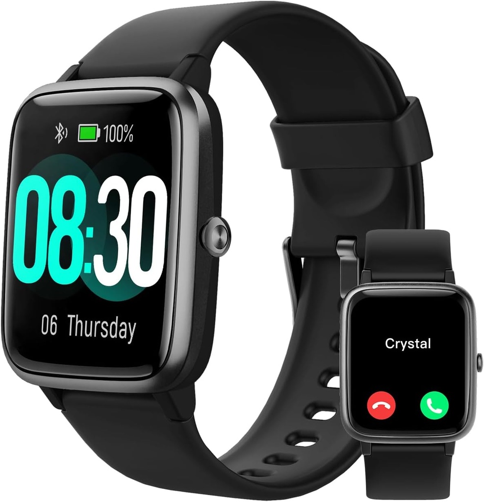 GRV Smart Watch for iOS and Android Phones (Απάντηση/Κάντε κλήσεις), Ρολόγια για άνδρες γυναίκες IP68 Αδιάβροχο Smartwatch Fitness Tracker Watch with Heart Rate/Sleep Monitor Steps Calories Counter (Black)