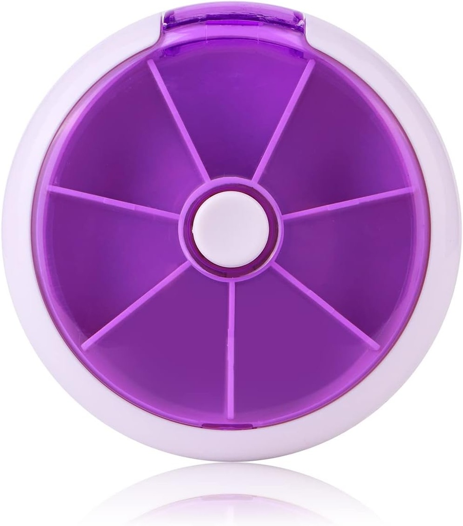 Creative Portable Mini 7 Day Weekly Circular Shape Rotary Cute Fruit Style Pill Θήκη Αποθήκευσης Χάπια (Purple)