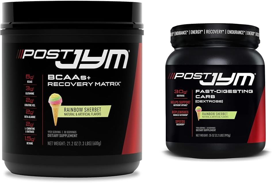 Post JYM Active Matrix μετά την προπόνηση BCAAs, Γλουταμίνη, Creatine HCL & More Rainbow Sherbet + Fast-Digesting Δεξτρόζη Καρβίδια, 30 εξυπηρετούν