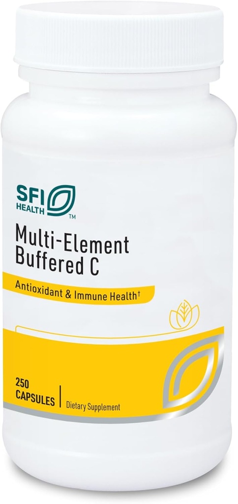 SFI Health Klaire Labs Buffered Vitamin C Κάψουλες με Quercetin Bioflavonoids & L-Glutathione για την υποστήριξη της ανοσοποιητικής λειτουργίας & αντιοξειδωτικής προστασίας - Hypoallergenic & Gentle on Stomach (250 κάψουλες)