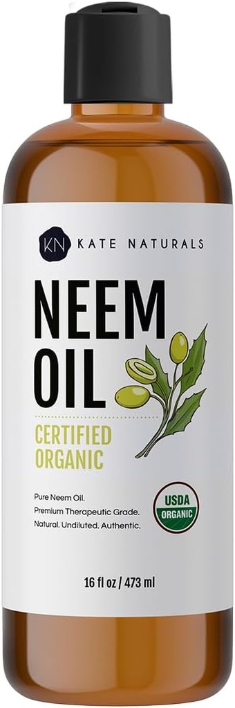 Kate Naturals Neem Oil για Spray φυτών. 100% καθαρό κρύο πιεσμένο Neem Συγκεντρώστε με Azadirachtin (16oz, Ασφαλές για κατοικίδια ζώα, σκυλιά)