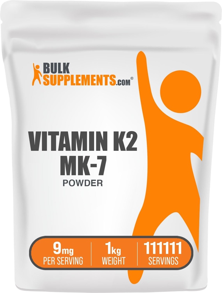 BulkSupplements.com Vitamin K2 Powder - Βιταμίνη K2 MK-7, ως Menaquinone Powder - K2 Vitamin Supplement for Wellness, Gluten Free, 9mg per Serving, 1kg (2,2 lbs) (Pack of 1)