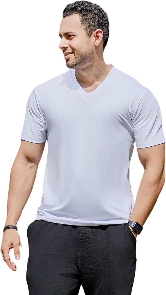 V-Neck κοντομάνικο T-Shirt για άνδρες Undershirt V Neck Slim Fit Αναπνεόμενο βαμβάκι Blend Tee πουκάμισα για πιτζάμες