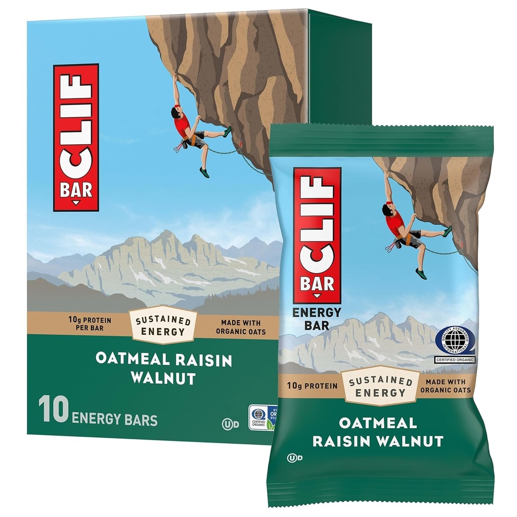 CLIF BAR - Ενεργειακά Μπαρ Πρωτεΐνης - Καρύδια Βρώμης Βρώμης - Κατασκευασμένο με Βιολογικές Βρώμη - Ενεργειακά Μπαρ - Μη ΓΤΟ - (10 Pack)