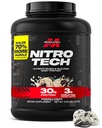 Muscletech Whey Protein Powder (Cookies & Cream, 4 Λίρες) - Nitro-Tech Ultimate Muscle Building Formula με Whey Protein Isolate - 30g Protein, 3g Creatine & 6,8g BCAA - Συσκευασία Μαΐου Vary
