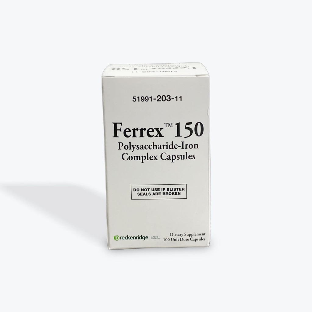 Ferrex 150 Πολυσακχαρίτης Σιδήρου Complex Κάψουλες από Breckenridge - 100 Ea