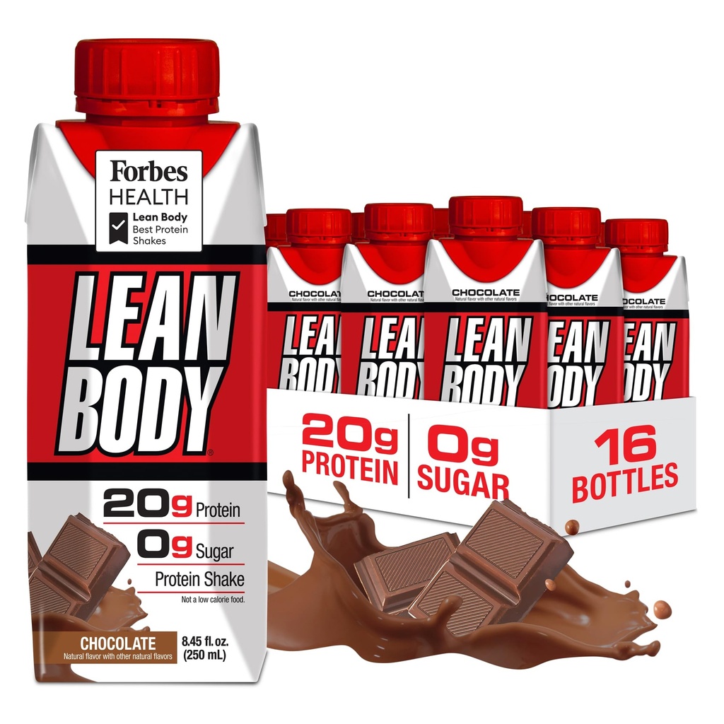 LABRADA NUTRITION - Lean Body ETA Whey Protein Shake, Convenient On-The-Go Meal Replacement Shake for Men & Women, 20 γραμμάρια πρωτεΐνης – Zero Sugar, Λακτόζη & Χωρίς γλουτένη, Σοκολάτα (Pack of 16)