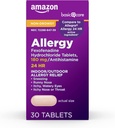 Βασική Φροντίδα All Day Alergy Relief, Fexofenadine Hydrochloride Tablets, 180 mg, Αντιισταμινικό, Μη- Νυσταγμός, 24- Hour Relief, 30 Count