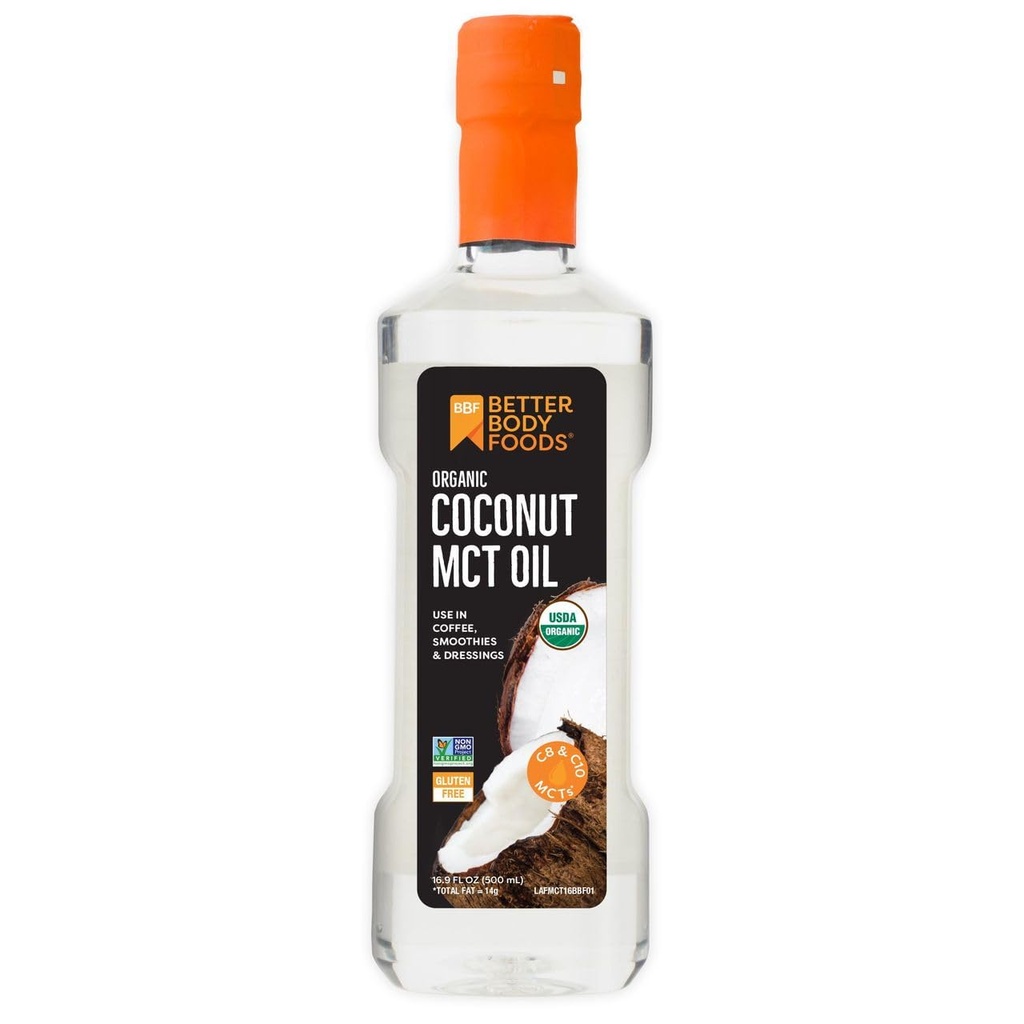 Καλύτερα Body Foods Βιολογικό λάδι καρύδας MCT - Ενέργεια ενίσχυση- Κετο-φιλικά - C8 & C10 - Χωρίς γλουτένη - 16,9 oz