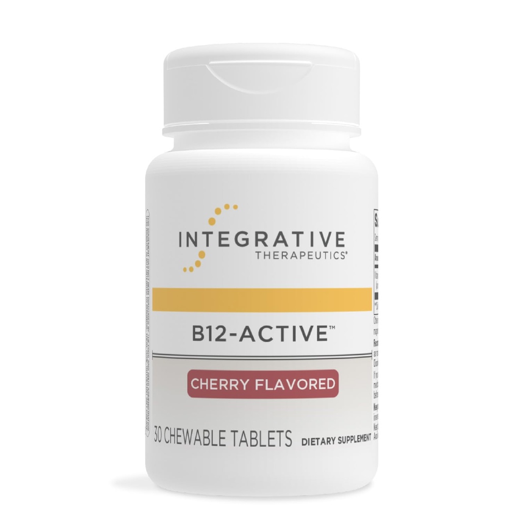 Integrative Therapeutics B12-Active - B12 Supplement for Nerve Function Support* - Chewable Support - Dairy, Soy & Gluten-Free - Cherry Flavored, 30 Chewable Tablets (30 Servings)