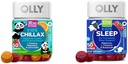 OLLY Kids Chillax Gummies L-Theanine Magnesium Lemon Balm 50 Count & Sleep Gummies 0.5mg Melatonin L Theanine Chamomile Lemon Balm 50 Count