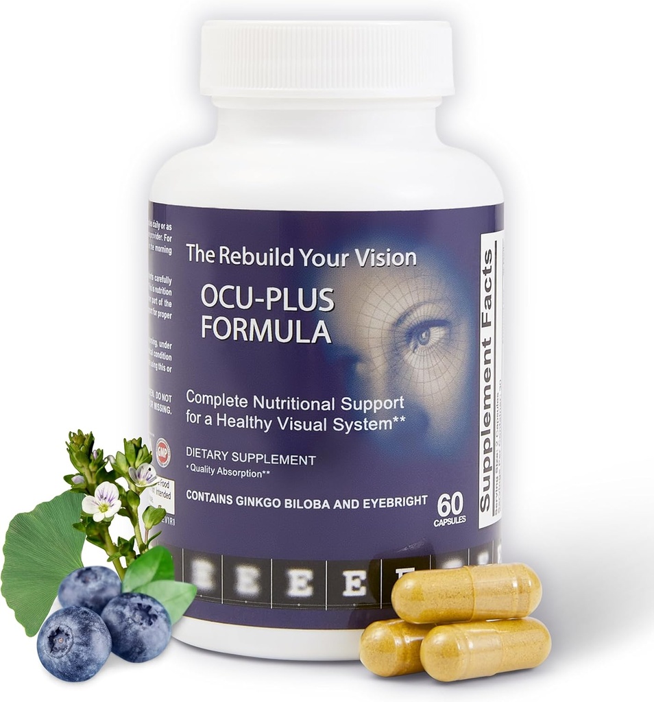 Ocu-Plus Formula, Eye Health Supplement for 50 Plus Adults - Λουτεΐνη & Ζεαξανθίνη, Ψευδάργυρος, Βιταμίνες C, A, E, Gluconate χαλκού, Quercetin (60 κάψουλες)
