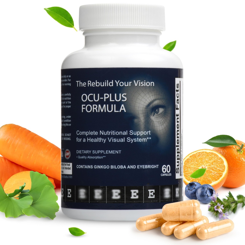 Ocu-Plus Formula, Eye Health Supplement for 50 Plus Adults - Λουτεΐνη & Ζεαξανθίνη, Ψευδάργυρος, Βιταμίνες C, A, E, Gluconate χαλκού, Quercetin (60 κάψουλες)