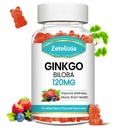 Ginkgo Biloba Gummies για γυναίκες και άνδρες, συμπλήρωμα εγκεφάλου Βελτίωση καλύτερη διάθεση και εστίαση, Vegan μικτή γεύση μούρου 60 κόμης