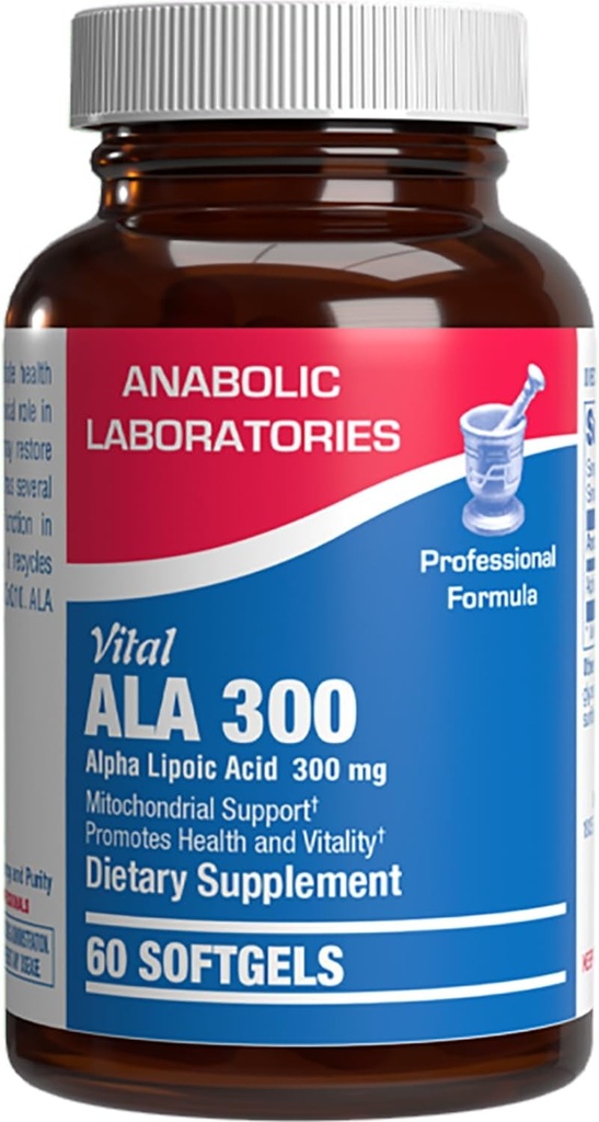 Alpha Lipoic Acid 300mg - Clinical Formula ALA Supplement for Liver Eye Brain Mitochondria Energy Antioxidant & Nerve Support - Μη-GMO Soy Free & Easy to Swallow Softgels - 60 Σερβιέτες