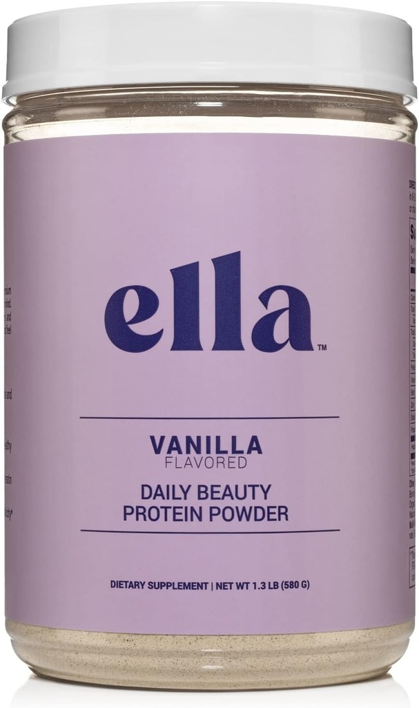 Ella Vanilla Collagen Protein Powder for Women - Daily Beauty Protein Powder with Grass-Fed Collagen Peptides - Μη ΓΤΟ, Χωρίς γλουτένη, Χωρίς Τεχνητά γλυκαντικά - 20 Σερβιέτες