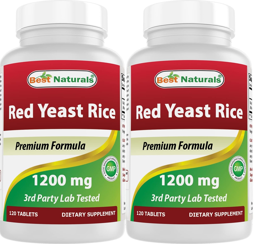 Best Naturals Red Yeast Rice 1200 mg (Non-GMO) 120 Tablets (120 Count (Pack of 2))