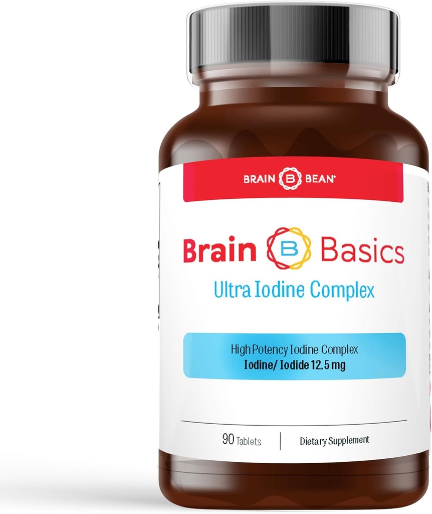 Brain Basics Ultra Iodine Complex Supplement for Thyroid Support, Iodine and Pastium Iodide in One, Iodine Supplement for Thyroid and Brain Health, 12, 5 mg Iodine and Pastium Iodide - 90 δισκία