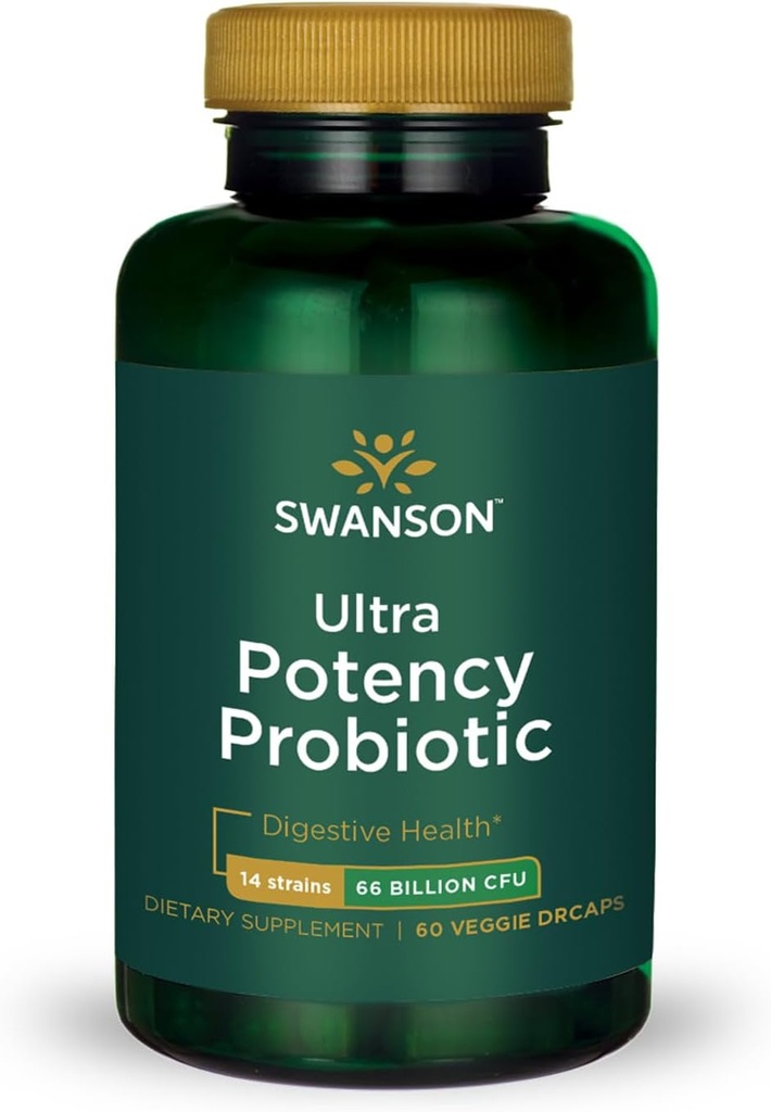 Swanson Ultra Potency Probiotic Digestive Health Immune System Support 66 Δισεκατομμύρια CFU Prebiotic NutraFlora scFOS 60 DRcaps Veggie Caps (Κάψουλες)