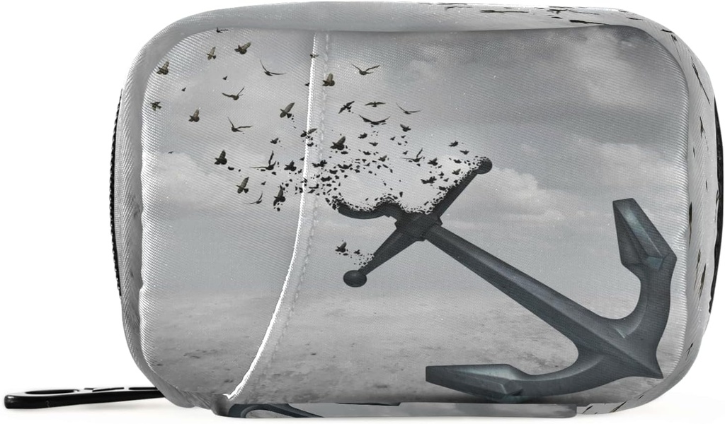 Flying Birds Anchor Pill Box 7 Day Pill Υπόθεση Travel Pill τσάντα Organizer με Zipper Φορητή εβδομαδιαία περίπτωση Συμπαγές μέγεθος για τον κάτοχο συμπλήρωμα βιταμίνης