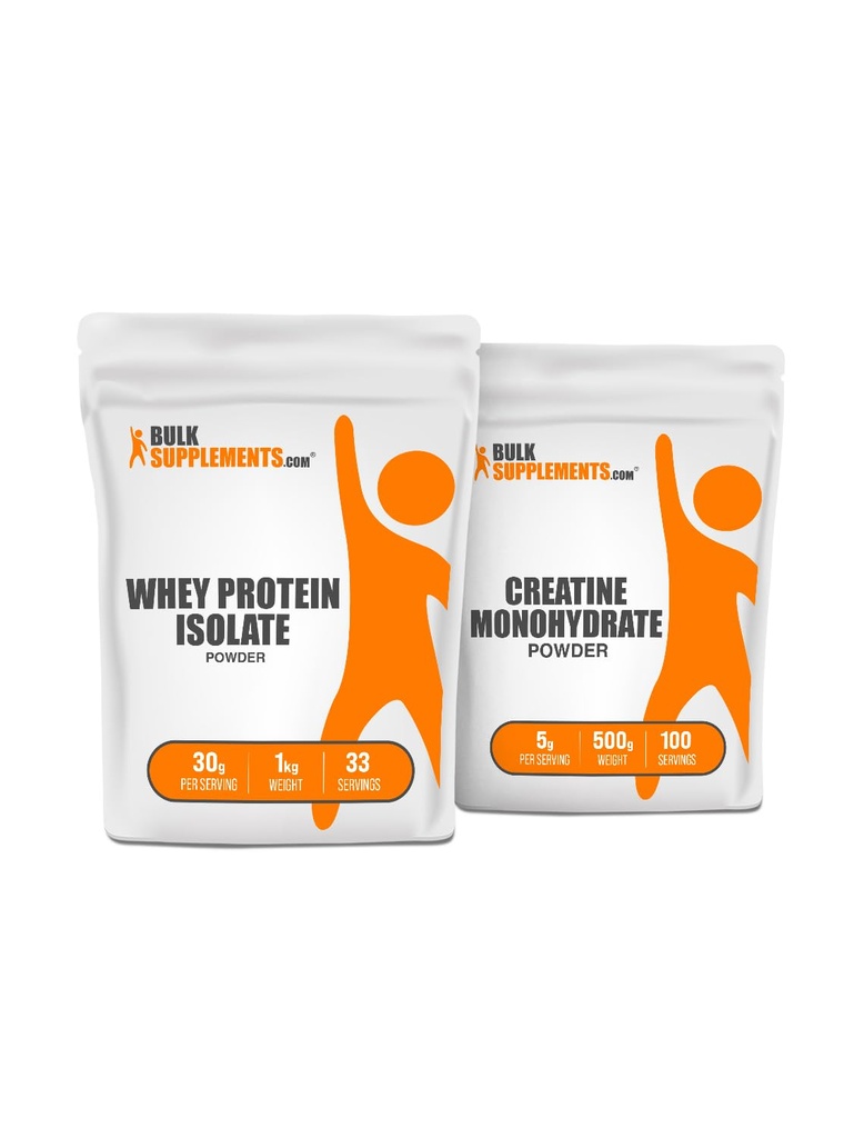 BulkSupplements Whey Protein Isolate 1kg + Creatine 500g Bundle