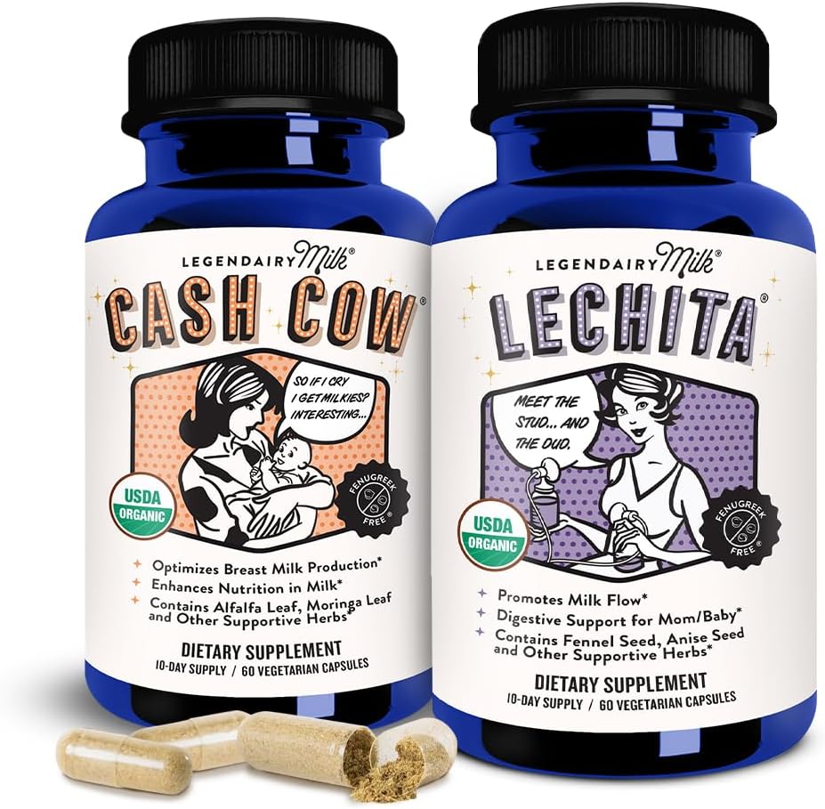 Legendairy Milk Cash Cow + Lechita - Συμπλήρωμα Γαλουχίας για την υποστήριξη της προσφοράς και τη βελτίωση της ροής του γάλακτος - Made with Moringa, Alfalfa, μάραθο, γλυκάνισο, και Goat's Rue