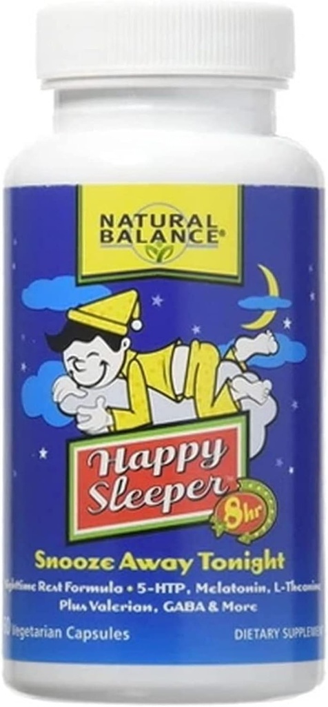 Natural Balance Happy Sleeper - 60 κάψουλες για χορτοφάγους - με 5-HTP, μελατονίνη, L-Θεανίνη, Βαλεριάνα & GABA