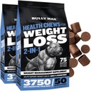 Bully Max 2-in-1 Dog Health Chews for Weight & Wellness – Soft Chews for Adult & Senior Dogs – Supports Digestion, Energy, & Healthy Body Weight – 2 Packs (75ct Each Pack)