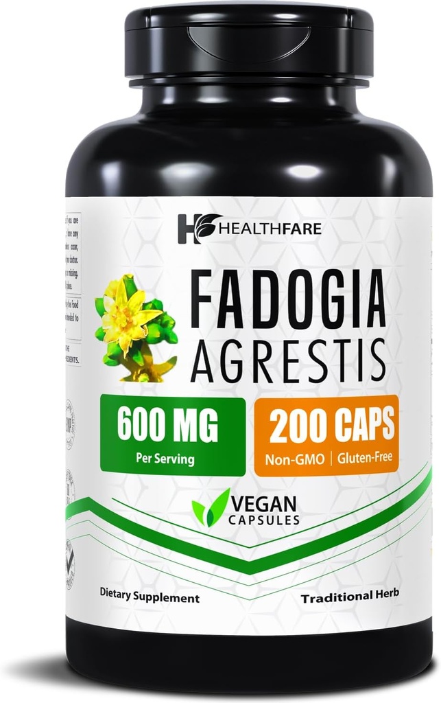 Healthfare Fadogia Agrestis Extract 600mg | 200 Vegan Capsules | Herbal Supplemen | Non-GMO, Gluten-Free | Made in USA
