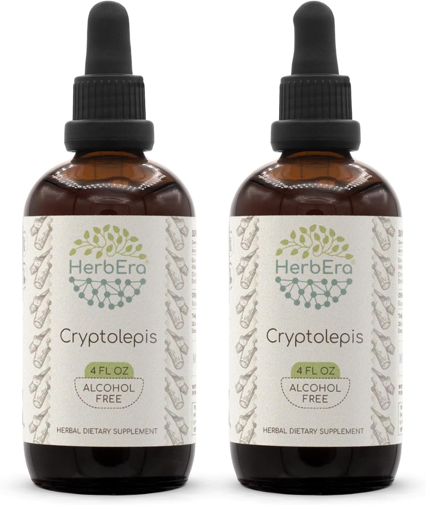 HerbEra Cryptolepis B120(2pcs) Χωρίς αλκοόλη Εκχύλισμα βοτάνων Βάμμα, Super-Centrated Wildcrafted Cryptolepis (Cryptolepis Sanguinolenta) Αποξηραμένη Ρίζα (2x4 fl oz)