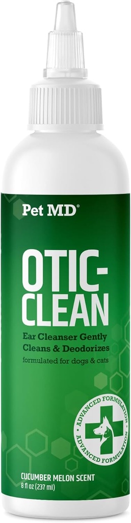 Pet MD Otic Clean Dog Ear Cleaner for Cats and Dogs - Αποτελεσματικό κατά των Λοιμώξεων Προκαλείται από Λοιμώξεις, φαγούρα και Ελέγχους Odor αυτί - 8 oz (Cucumber Melon)