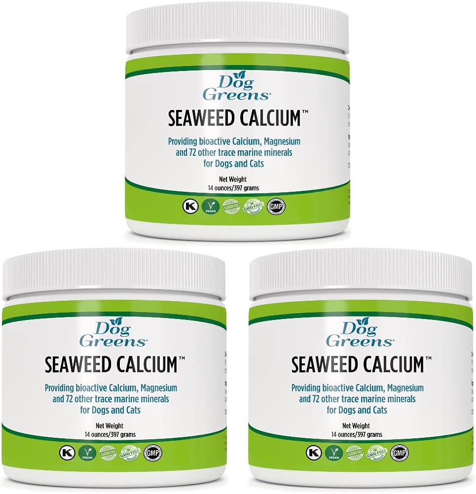 Seaweed Calcium for Dogs & Cats 14oz, Συμπλήρωμα ασβεστίου για την ισορροπία Σπιτικά τρόφιμα, Tested for Purity, More Acfordable than Competition, Vet Recommended, Previously Nature's Best Seaweed Calcium (3 pack)