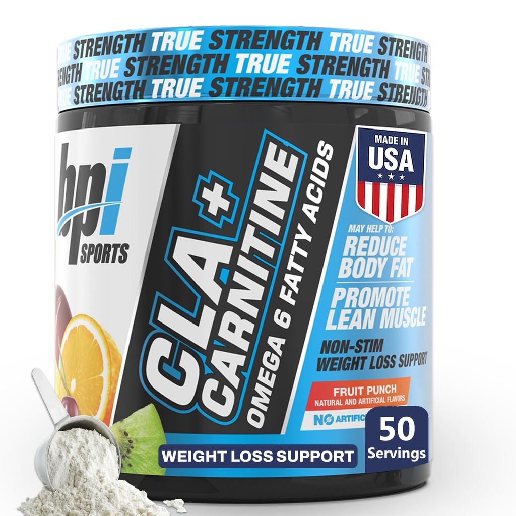 BPI Sports CLA+Καρνιτίνη – CLA L Καρνιτίνη & Λινελαϊκό οξύ – L Carnitine συμπλήρωμα για απώλεια βάρους, μεταβολισμός & Lean Μύες – Καφεΐνη Δωρεάν – Φρούτα Punch – 50 Σερβιέτες – 12,34 oz