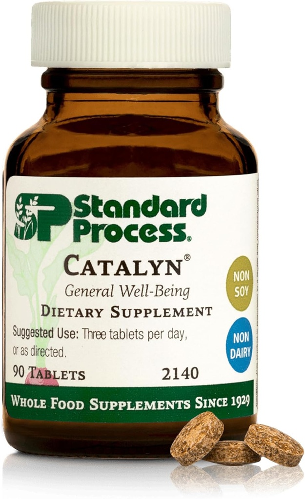 Standard Process Catalyn - General Well-Being Tablet to Aid Antioxidant Activity - Περιέχει Βιταμίνες Α, Β6 & D - Σχεδιασμένο για Γέφυρα Διατροφικά Κενά - Μη-Dairy & Non-Soy - 90 Tablets (30 Services)