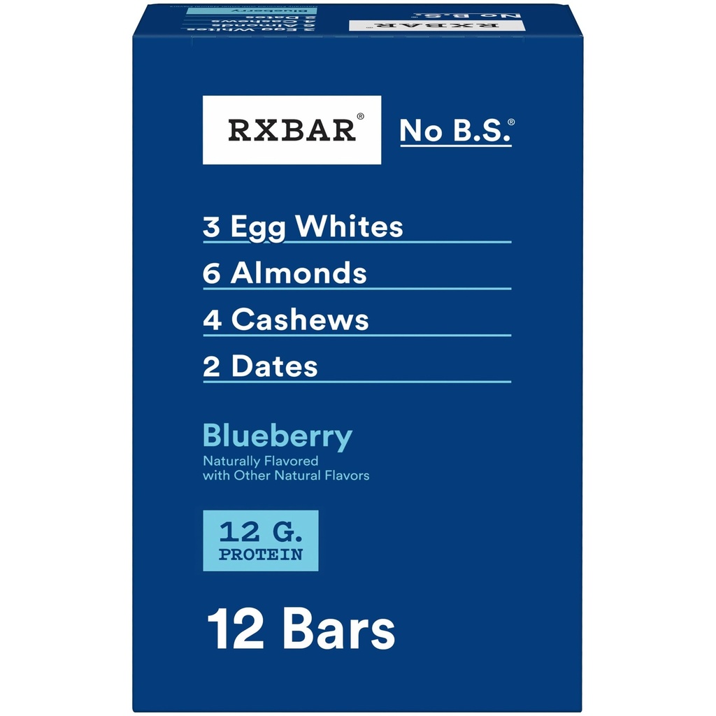 Ράβδοι Πρωτεΐνης RXBAR, Σνακ Πρωτεΐνης, Μπαρ Σνακ, Μπλούμπερι, Κουτί 22 ουγκιών (12 κόμης)