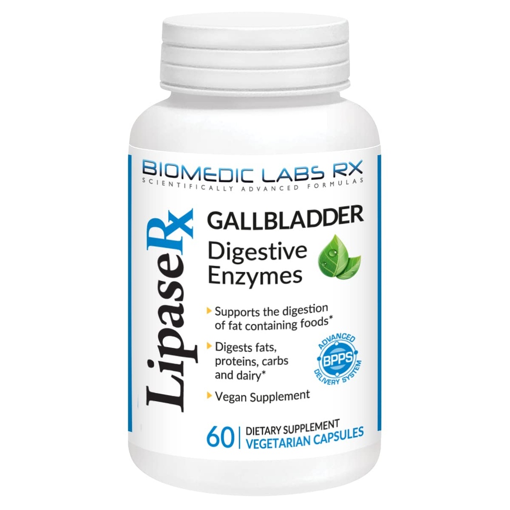 Φόρμουλα χοληδόχου κύστης, Lipase, Protease και Amylase Digestive Enzymes to Reduce Bloating - Χορτοφαγική Φόρμουλα, 60 κάψουλες Veg