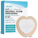 MedVance Silicone Foam Adhesive Dressing, 9"x9" Sacral, Box of 5 | Sterile And Individually Wrapped - Sacral Foam Bed Sore Bandages For Buttocks - Highly Absorbent - Waterproof & Breathable