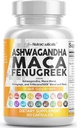 Καθαρά Νουτρακειτικά Ashwagandha Maca Root Fenugreek Supplement with Tongkat Ali Ginseng - Βοηθάει με το στρες, Mood & Thyroid - Ashwagandha Caps Fenugreek Caps - 1 Pack