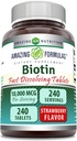 Amazing Formulas Biotin 10,000 Mcg | Fast Dissolve Tablets | Non-GMO | Gluten Free Supplement | Made in USA (Strawberry | 240 Count)