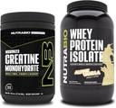 NutraBio Creatine Monohydrate, Unflavored, 300g και Whey Protein Isolate, Alpine Vanilla, συμπλήρωμα Bundle - μυϊκή ενέργεια, Lean μυϊκή ανάπτυξη, ανάκτηση, και δύναμη