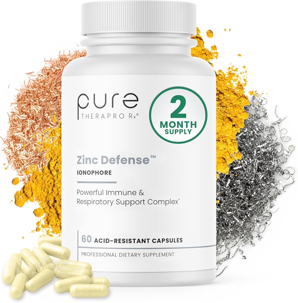 Zinc Defense | Zinc + Copper + Quercetin | 60 Servings in Vegan Capsules | L-OptiZinc & Quercefit Ionophore | Chelated Minerals | Immune, Gut, & Hormonal Balance Support