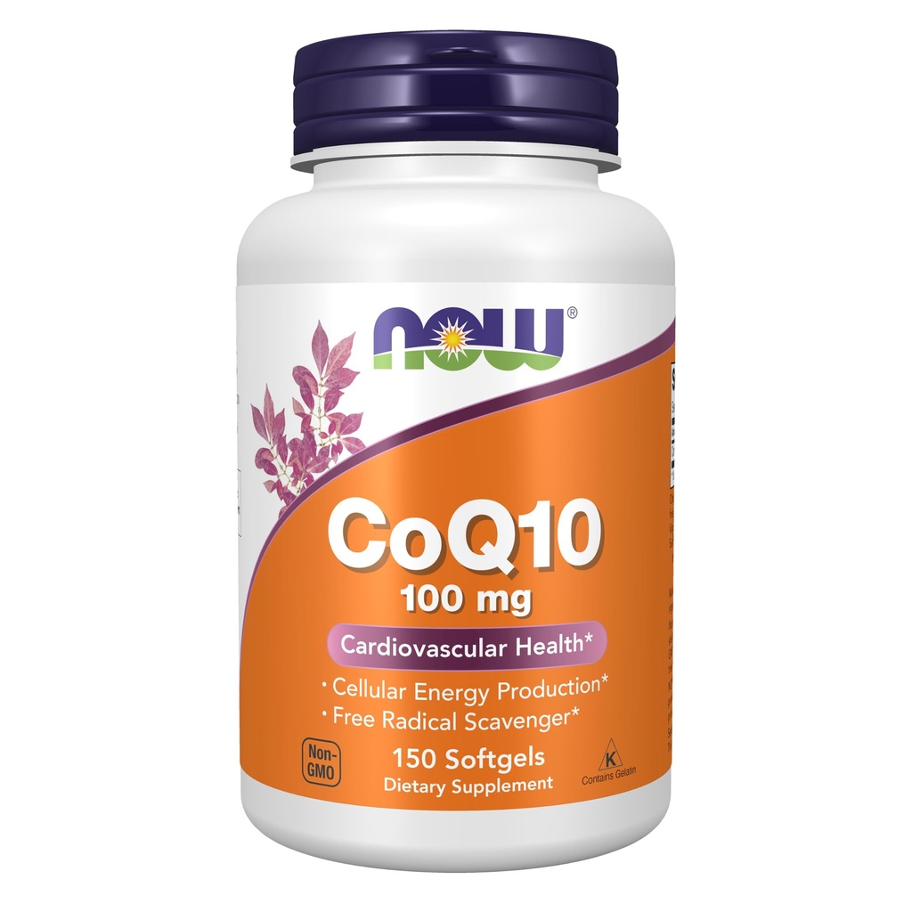 NOW Συμπληρώματα Τροφίμων, CoQ10 (Συνένζυμο Q10) 100 mg, Φαρμακευτικός Βαθμός, Καρδιαγγειακή Υγεία *, 150 Softgels